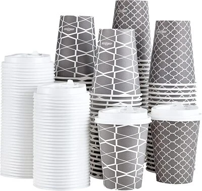 Disposable Coffee Cups With Lids 20 Oz 100 Sets To Go Coffee Cups Paper Coffee - Picture 1 of 2
