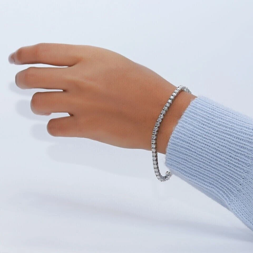 5.00 Ct GIA Authenticated Round Cut Lab Grown Diamond Tennis 6� Bracelet - Image 2 of 4