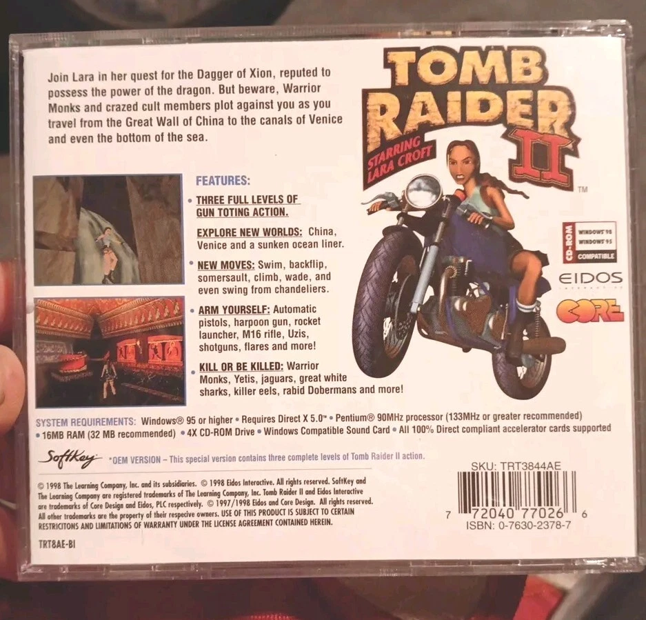 Less Rare* Tomb Raider 2 PC All Manuals Included Mint Condition - Image 2 of 3