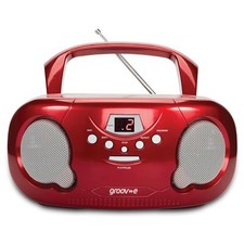 Groov-e Original Boombox Portable CD Player with Radio Red - GVPS733RD
