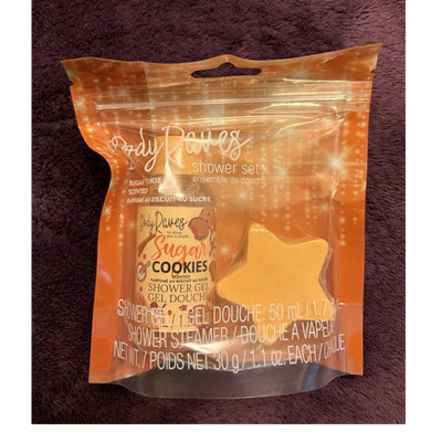 Body Raves Sugar Cookies Scented Travel Shower Set, Gel + Star Steamer