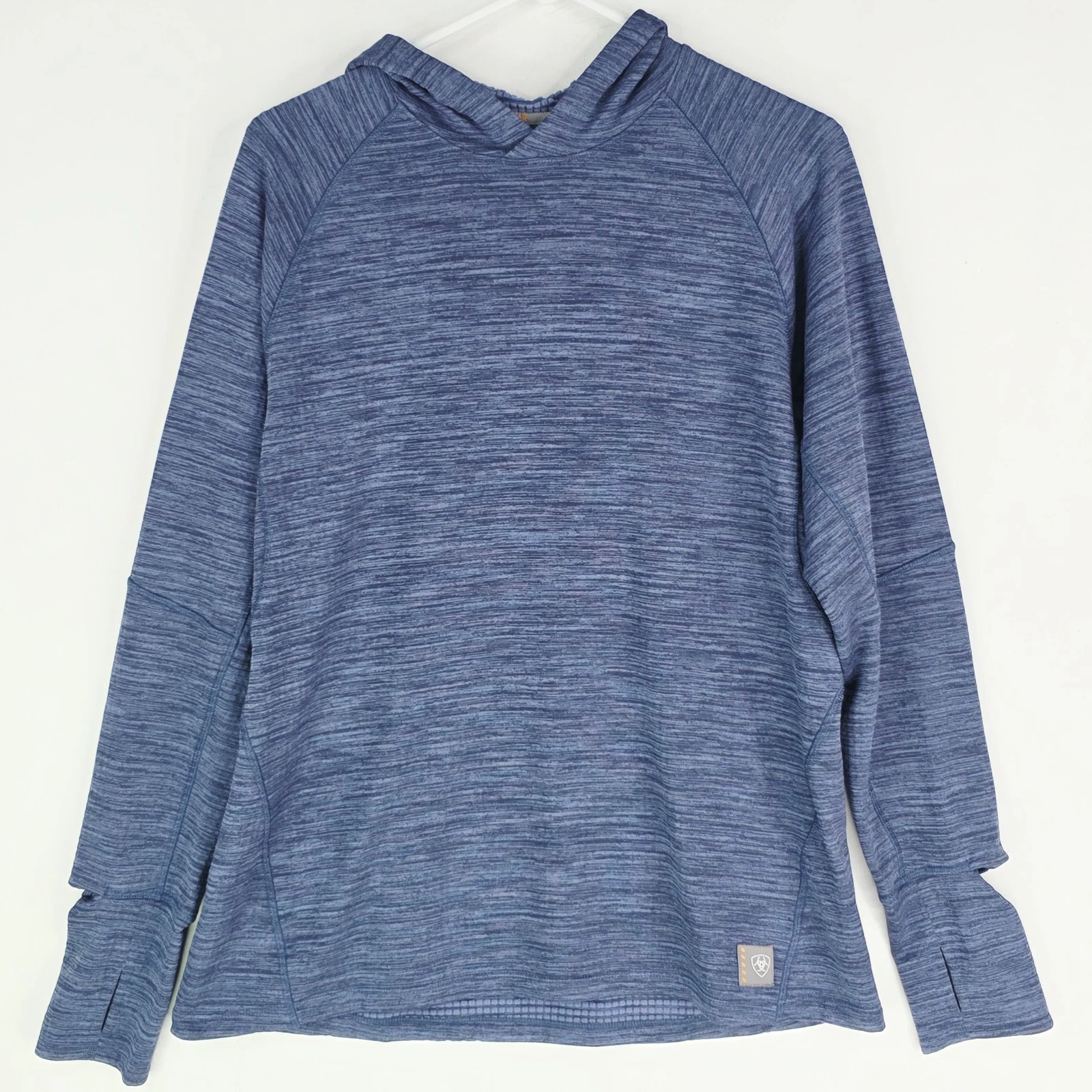 Ariat Rebar Gridwork Long Sleeve Men's Size Large Blue Heather Hoodie Stretch