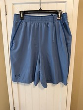 Under Armour HeatGear Mens L Navy Blue Gray Athletic Shorts Loose Fit Pockets