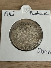 1945 Australia Florin Two Shillings Silver Coin (MWC)