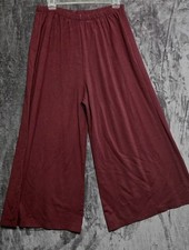 Bryn Walker Lagenlook Maroon Elastic Waist Wide Leg Palazzo Pant M Medium