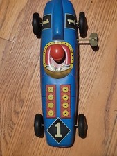 1930s Marx Tin Litho Wind Up 1 Race Car Original Vintage Boatail Tested FAST 