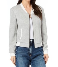 Drew Bari Zip Front Bomber Jacket Heather Grey