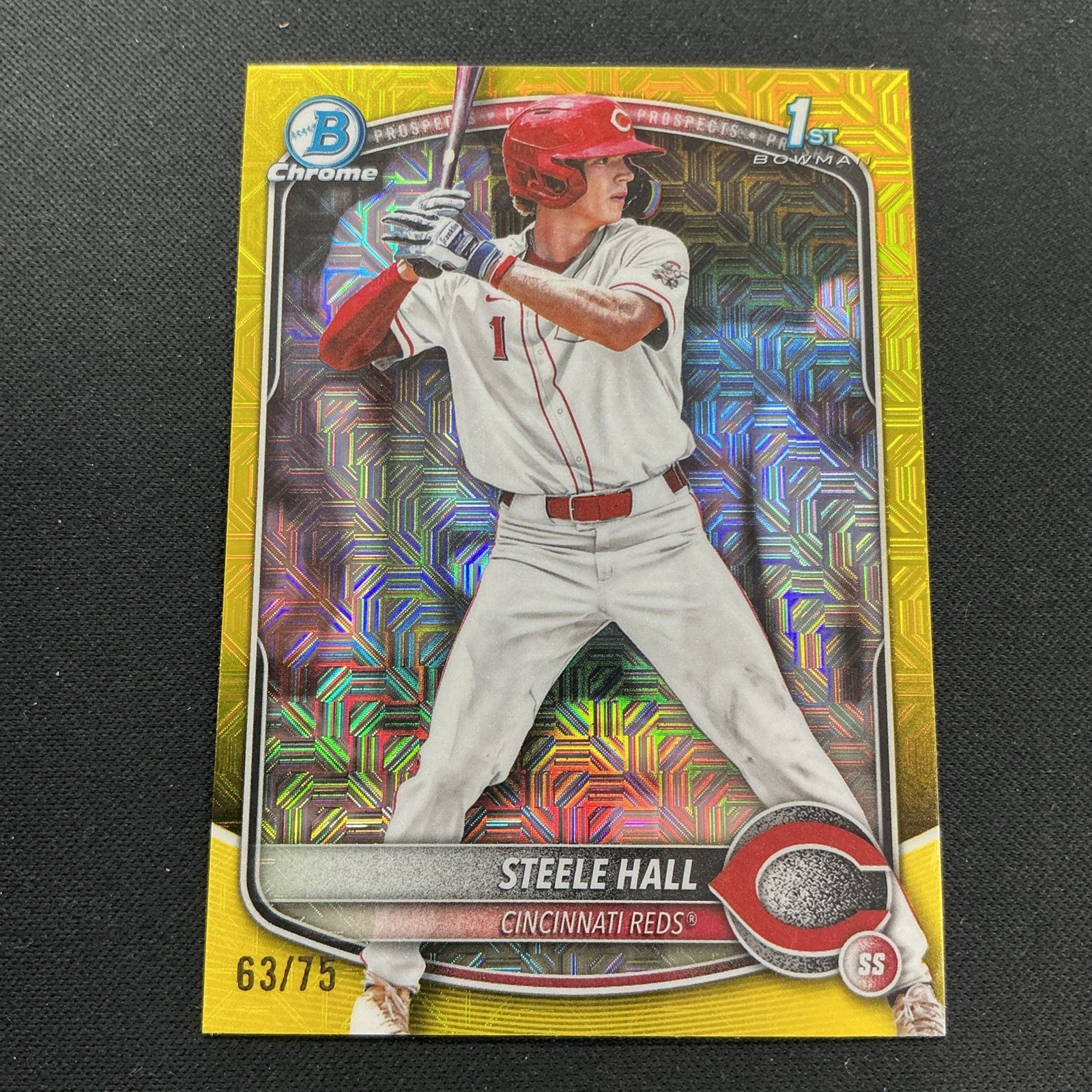 STEELE HALL 2025 BOWMAN CHROME DRAFT 1ST YELLOW MEGA BOX REFRACTOR PARALLEL /75
