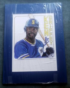 1990 Ken GRIFFEY JR. BB Color Print by B. DuBois Artist Signed # 36/100 Matted
