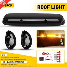 Smoked Lens 3pc Cab Roof Marker Running Lights Wamber Led Lamps For Truck Suv