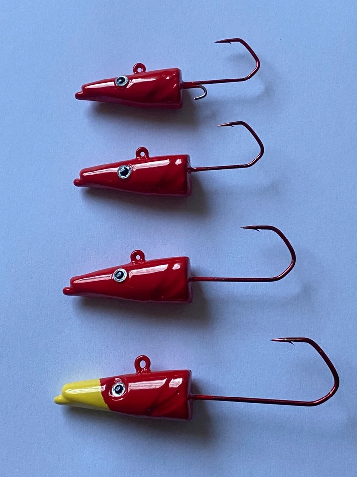 Eel-Head Jigköpfe 30-60g Mehrfarbig mit 3D Augen VMC 5150 Haken Größe 4/0 - 6/0