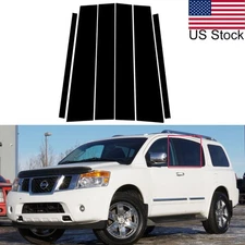 For Nissan Armada 05-14 6pcs Glossy Piano Black Pillar Posts Window Trim Covers