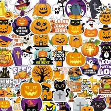 Vemfare 50 Pcs Spooky Halloween Stickers Bible Verse Scrapbook Stickers