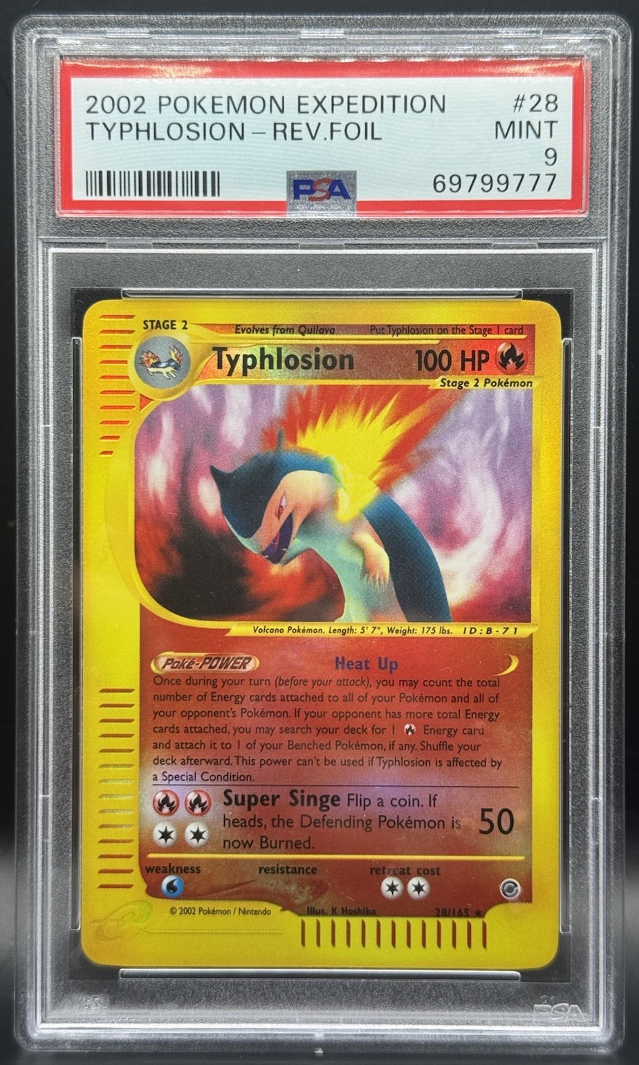 Pokemon TCG PSA 9 Typhlosion Expedition Reverse Holo Rare 28/165 *LOW POP*