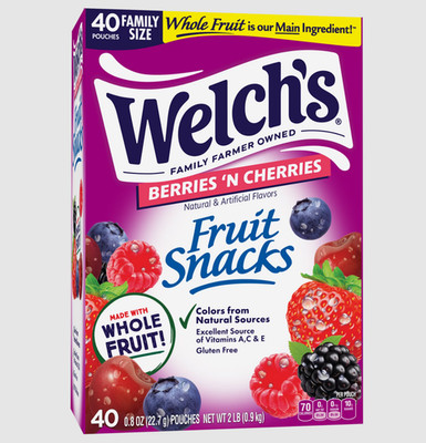 Welch's Fruit Snacks, Berries N Cherries, 0.8 oz, 40 Count