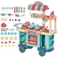 50 PCS Kids Kitchen Play Set Pretend Food Stand Trolley Cart Toys for 3-6 Years