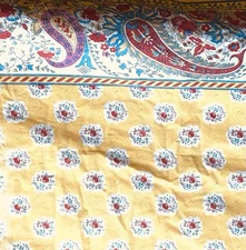 World Market Tablecloth Paisley border Yellow/Teal/Burgundy 
