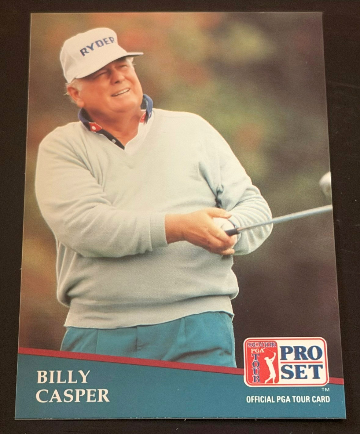 BILLY CASPER SIGNED AUTOGRAPHED GOLF BALL WITH ROOKIE CARD HALL OF FAME