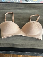 TOMMY JOHN Cool Cotton Wireless Lightly Lined Convertible Nude Bra 32D EUC