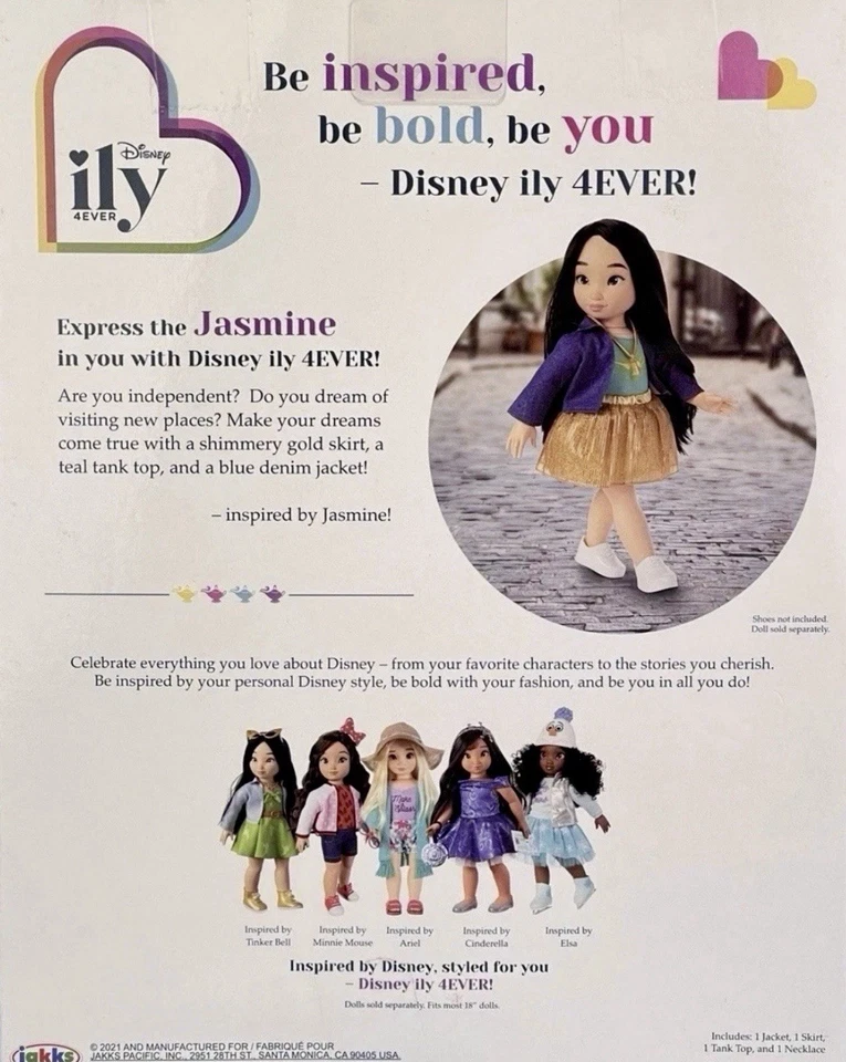 Traje de princesa Disney ILY 4 Ever (para muñeca de 18") inspirado en Jasmine NUEVO Foto 2 de 4