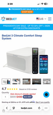 BedJet 3 Climate Comfort - Bed Jet, Cooling Fan + Heating-Single Temp. Zone-NEW