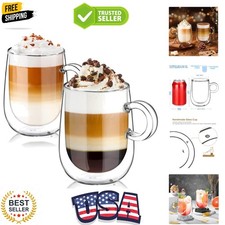 Tazzine da caffè in vetro doppia parete 12 oz, set di 2 tazze da cappuccino, vetro trasparente...