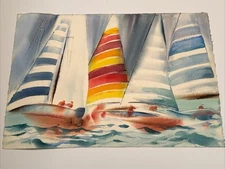 ABSTRACT EXPRESSIONISM PAINTING REGATTA LISTED NEW YORK MAURICE SILBER VINTAGE