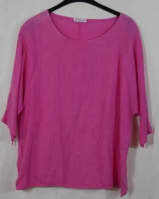 MADE IN ITALY - NEW COLLECTION 100% LEINEN Blusen Shirt Pink Größe DE 44/46 TOP!