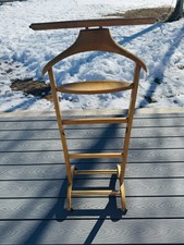 Vintage Mid Century S.P.Q.R Italian Gentleman  s Wooden Valet Suit Stand Rack