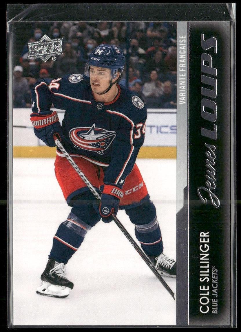 2021-22 Upper Deck Cole Sillinger French Young Guns RC #498 Blue Jackets