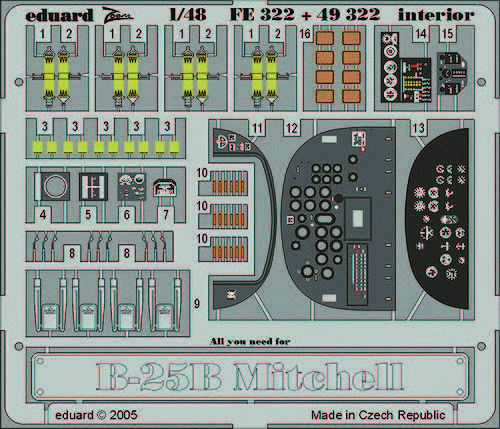 Eduard Accessories FE322 - 1:48 B-25B Mitchell Interior For Accurate Miniatures