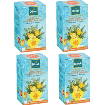 Dilmah Rooibos Cardamom Ginger Orange Tea 20 Bags Warm Herbal Tea (Pack Of 4)