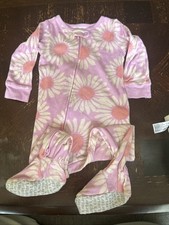 Pink Daisy Floral Baby Footed Pajamas with Zipper Closure