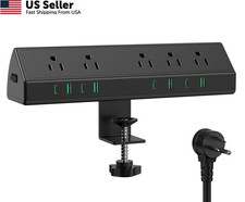 Jgstkcity Desk Clamp Power Strip,45W Fast Charging 6 FT Cable, Black