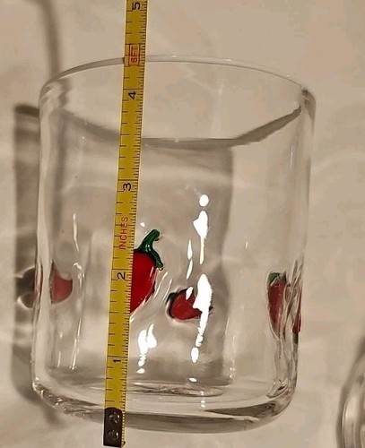 Anthropologie Icon Juice Glass Chili Pepper Clear Red 4.5”x 3.5” New Set Of 2 - Picture 3 of 8