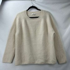 Banana Republic Women's XXL Sweater 100% Cashmere Ribbed Knit Beige Crew Neck