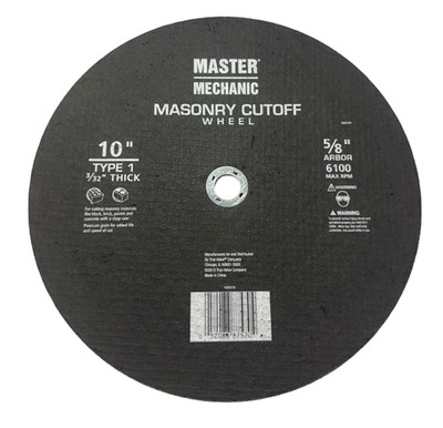 Master Mechanic 10'' x 3/32'' x 5/8'' Masonry Cut-Off Wheel Type 1