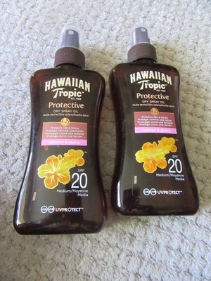 Hawaiian Tropic Schutz Trockenspray Öl - 2 x 200ml - LSF 20 - Kokosnuss & Guave