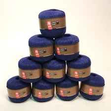 Muench String Of Pearls Yarn #4017 Navy Blue Iridescent Sparkle Matche Lot of 10