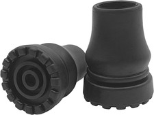 2-Pack Rubber Cane Tips 3/4 Inch Heavy Duty Walking Cane Tips, Black Sturdy Repl