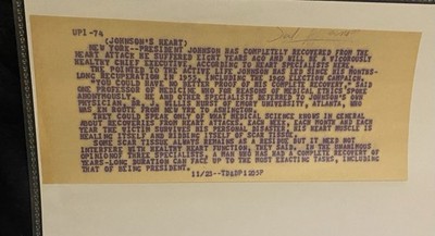 John F. Kennedy Assassination Teletype 11/23/63 Re. Report of LBJ Health