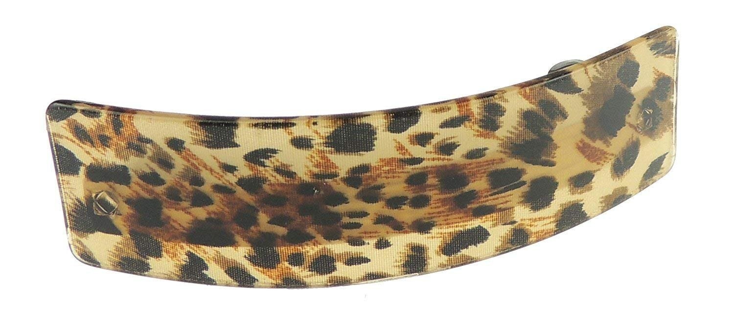 Animal Print Leopard Rectangular Barrette Hairpin Grip French Spring Clip