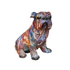 Graffiti Style Neon Bulldog Ornament Resin Figurine Modern Art Home Decor Gift