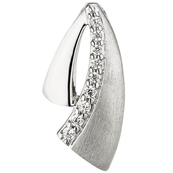 AnhäNger Halsschmuck Mit WeißEn Zirkonia 925 Silber, Rhodiniert Teilmattiert-image