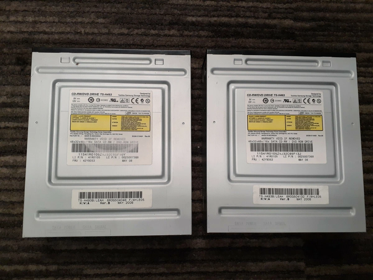 2) TOSHIBA SAMSUNG TS-H493BLEAH CD-RW DVD DRIVE VER B 41R0105 42Y9353 REV  00 | eBay