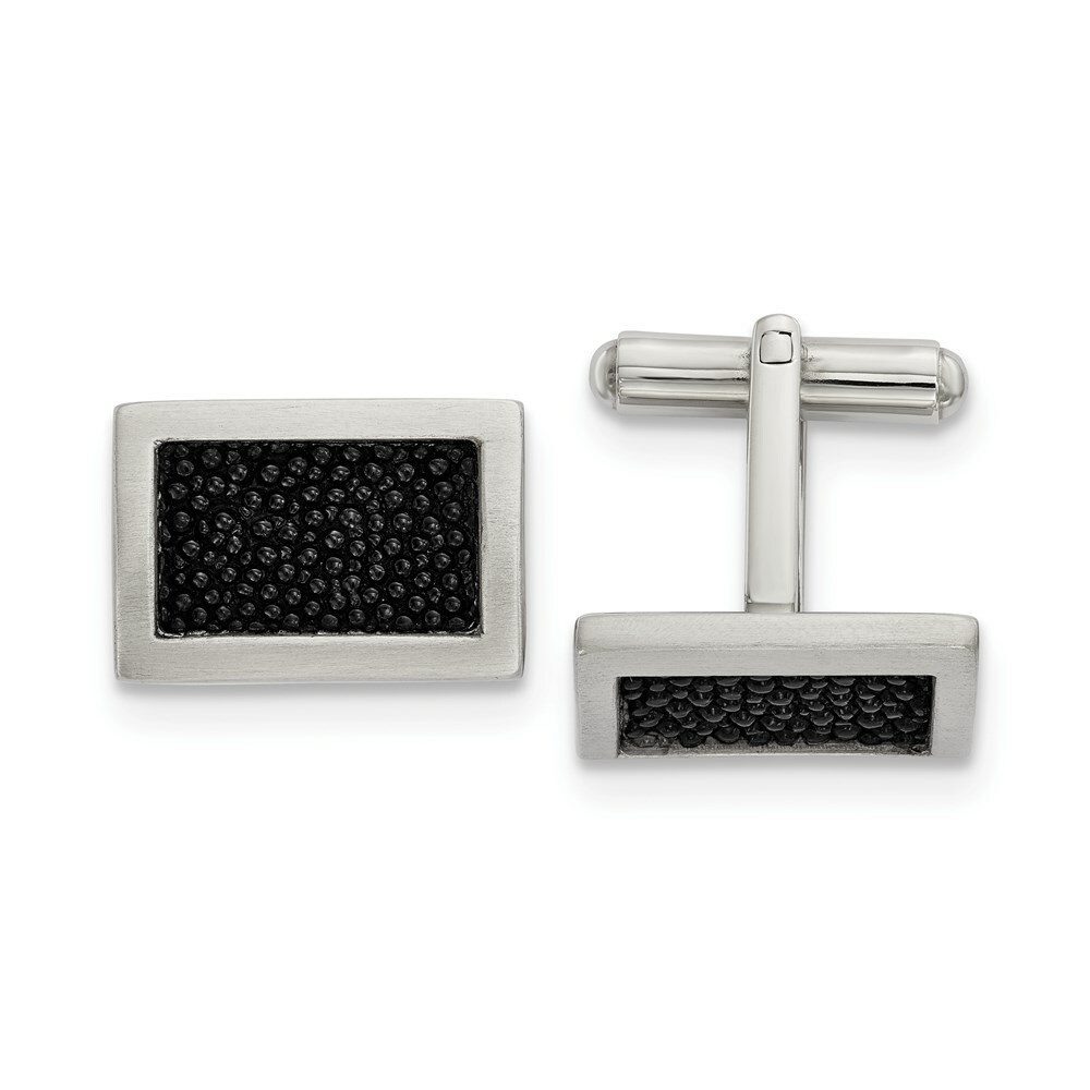 Запонки из матовой нержавеющей стали и кожи ската 10490₽