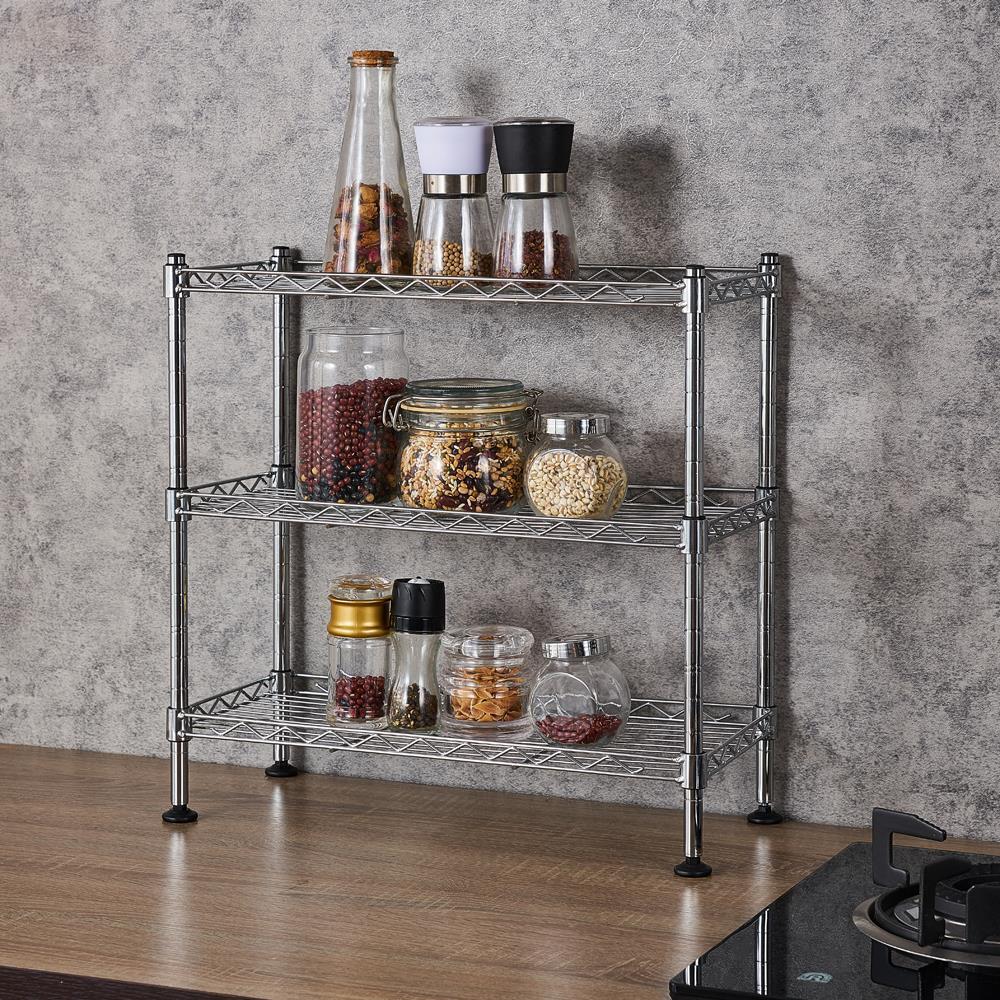 3-Tier Standing Spice Rack Kitchen Bathroom Countertop Storage Organizer Shelf