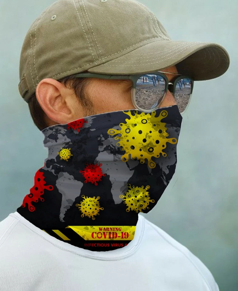 PARAGON SUN GAITER Face Mask Bandana UPF 50+ UV Protecter Sun Beach World Warning Fun