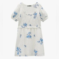 Zara White Openwork Eyelet Short Sleeve Mini Dress Women’s US M