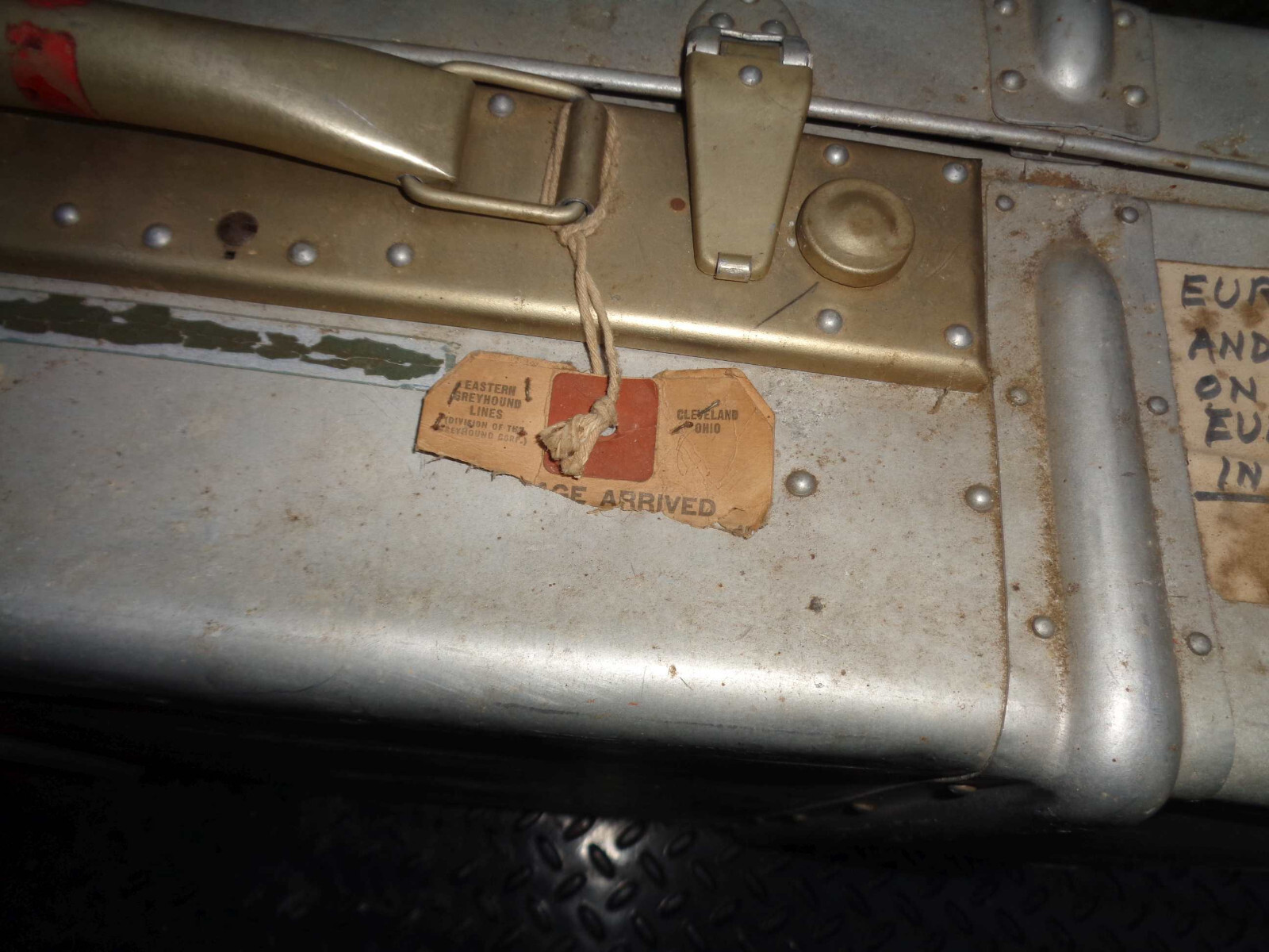 Ebersp&auml;cher Germany Vintage Travel Lite ALUMINUM HARD LUGGAGE 1940s rivets